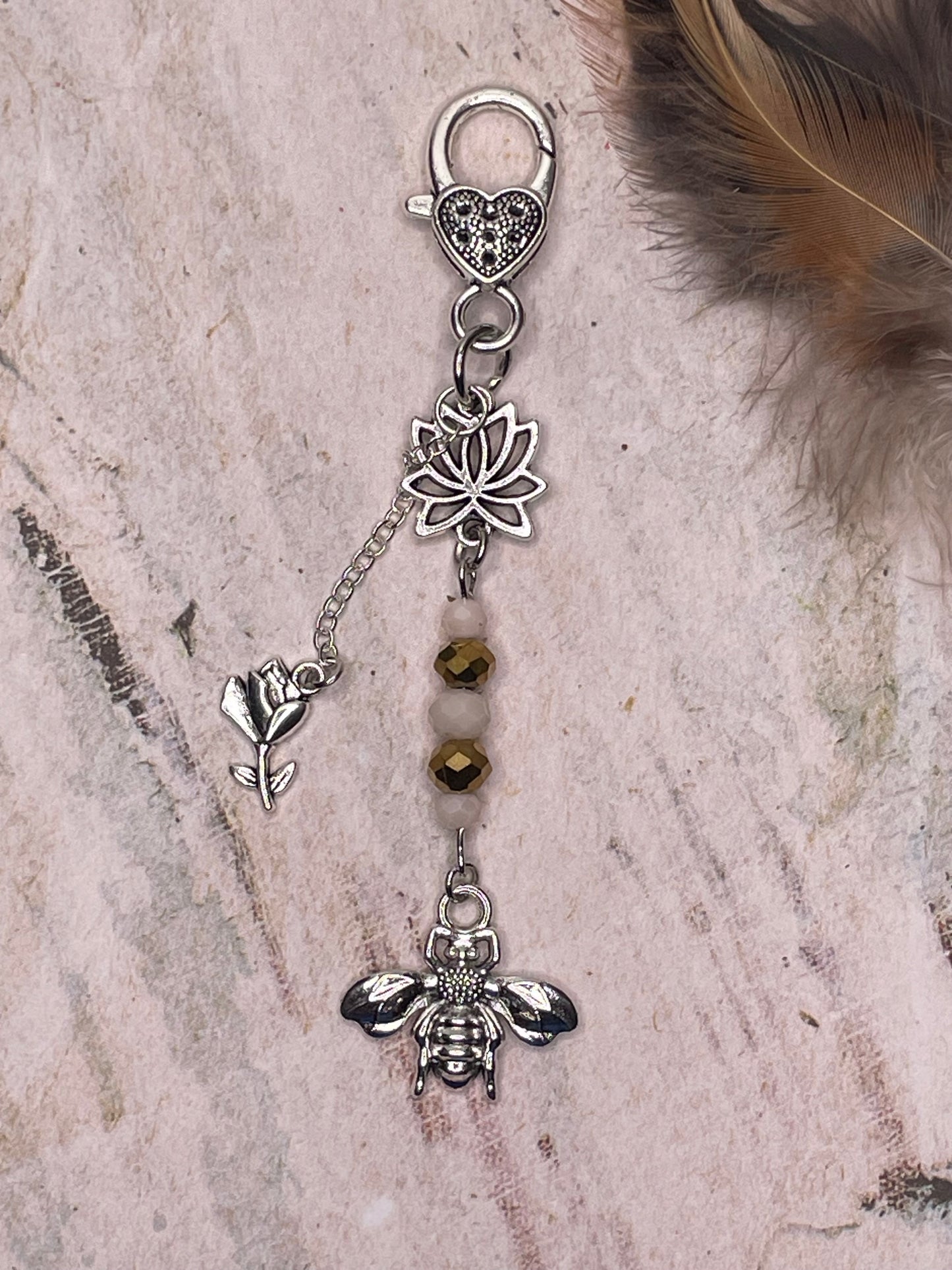 Bee and Flower Keychain