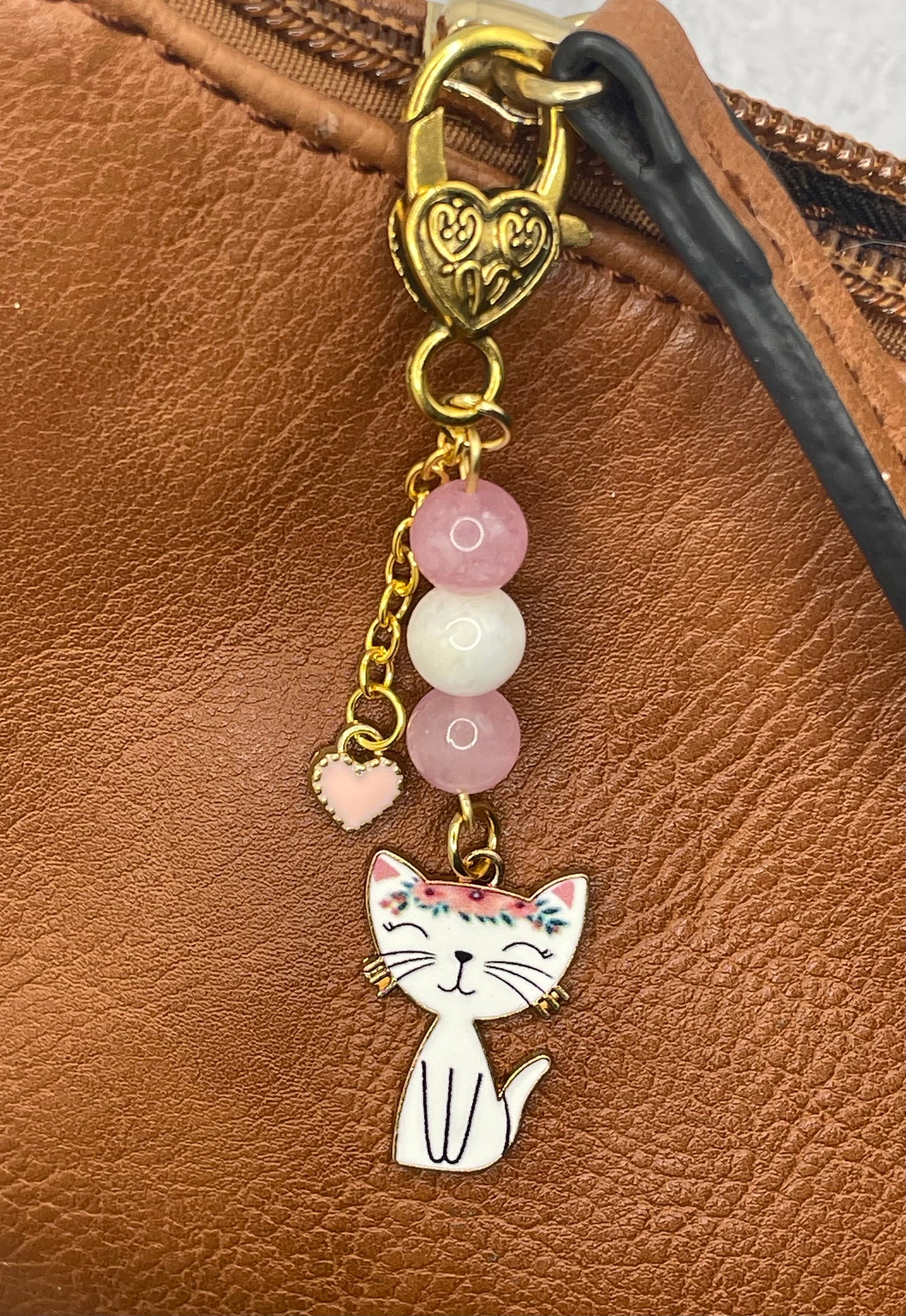 White Kitty Keychain