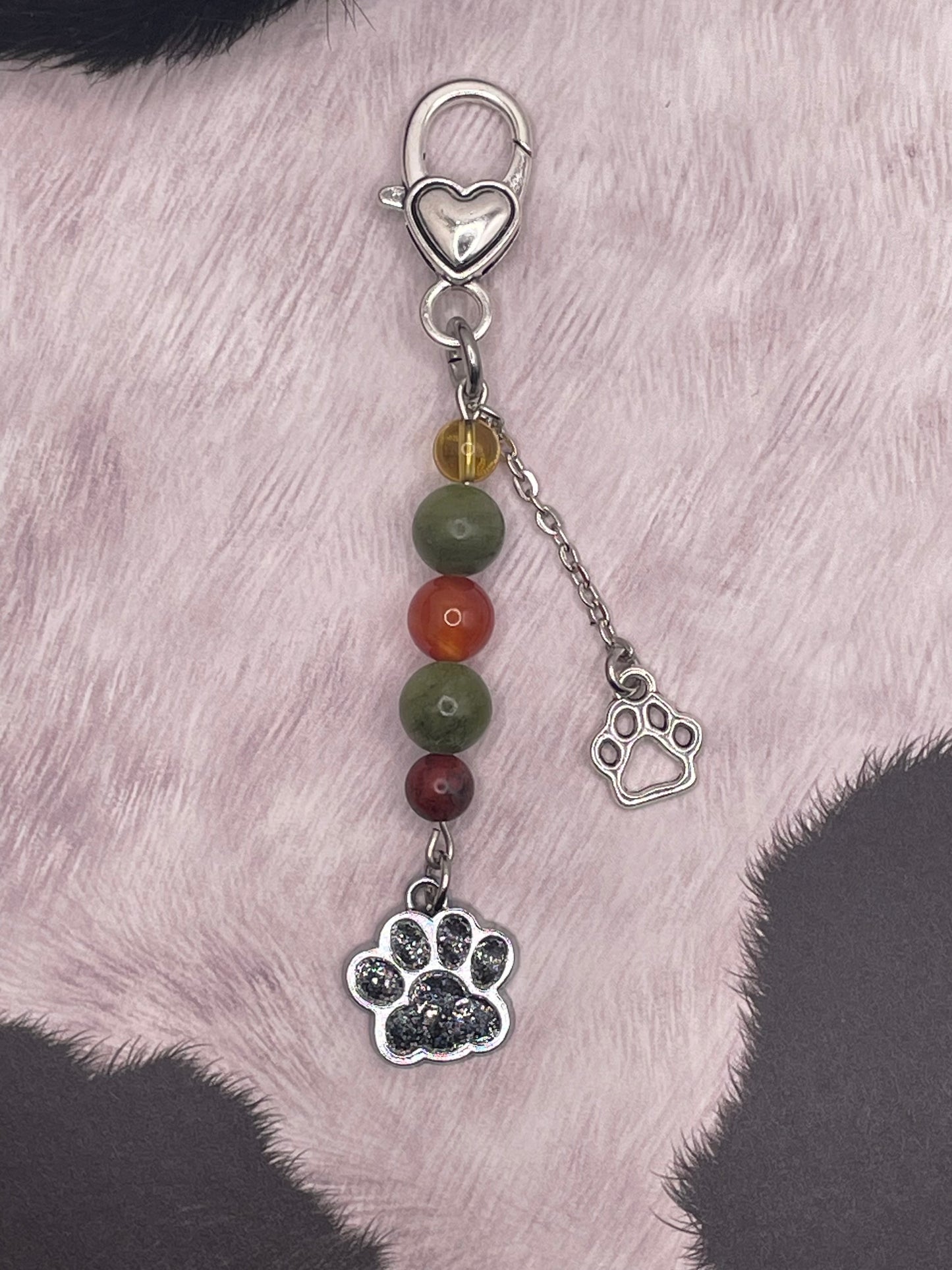 Black Sparkle Pawprint Keychain