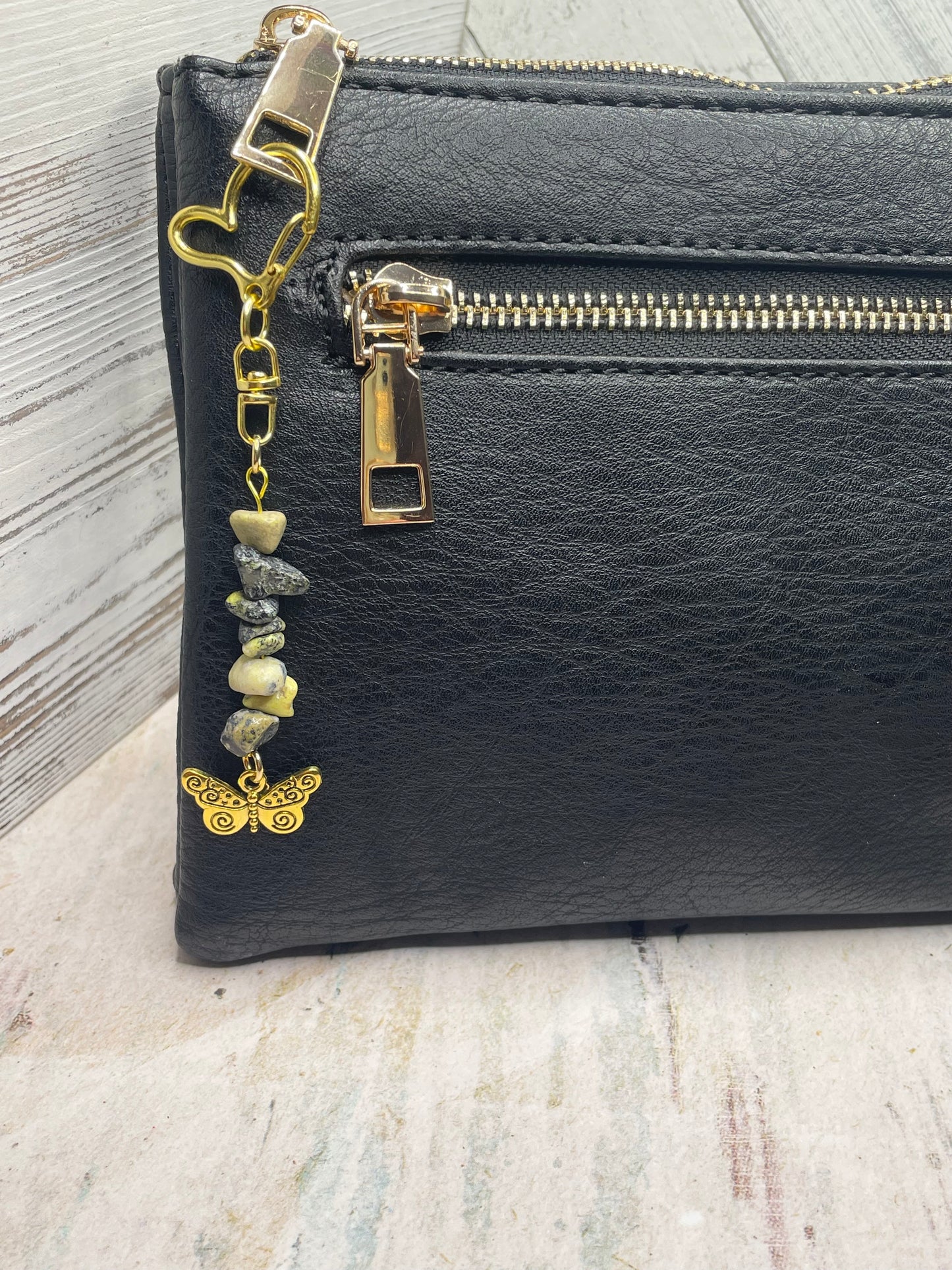 Golden Butterfly with Stones Keychain