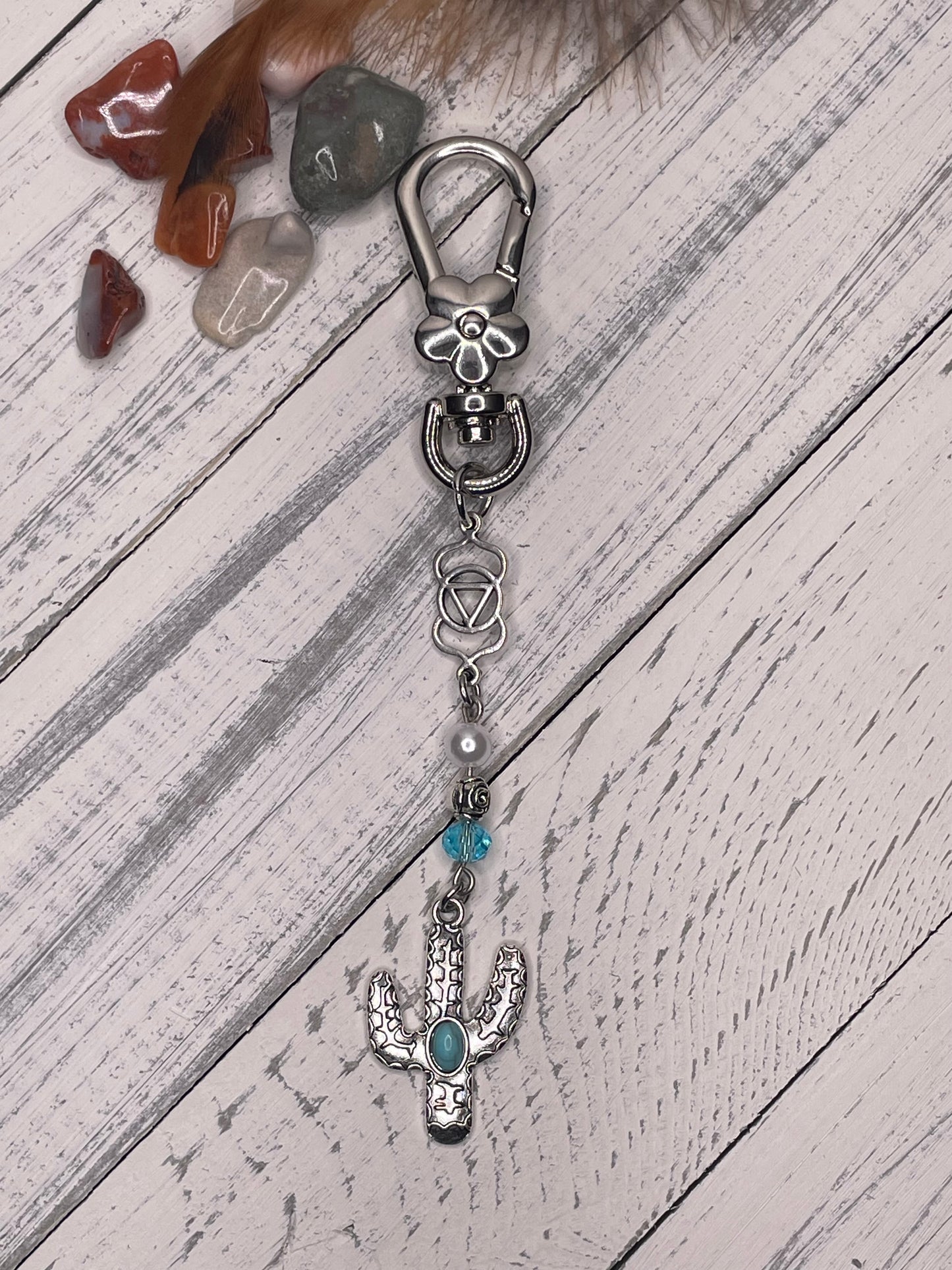 Turquoise Cactus Keychain