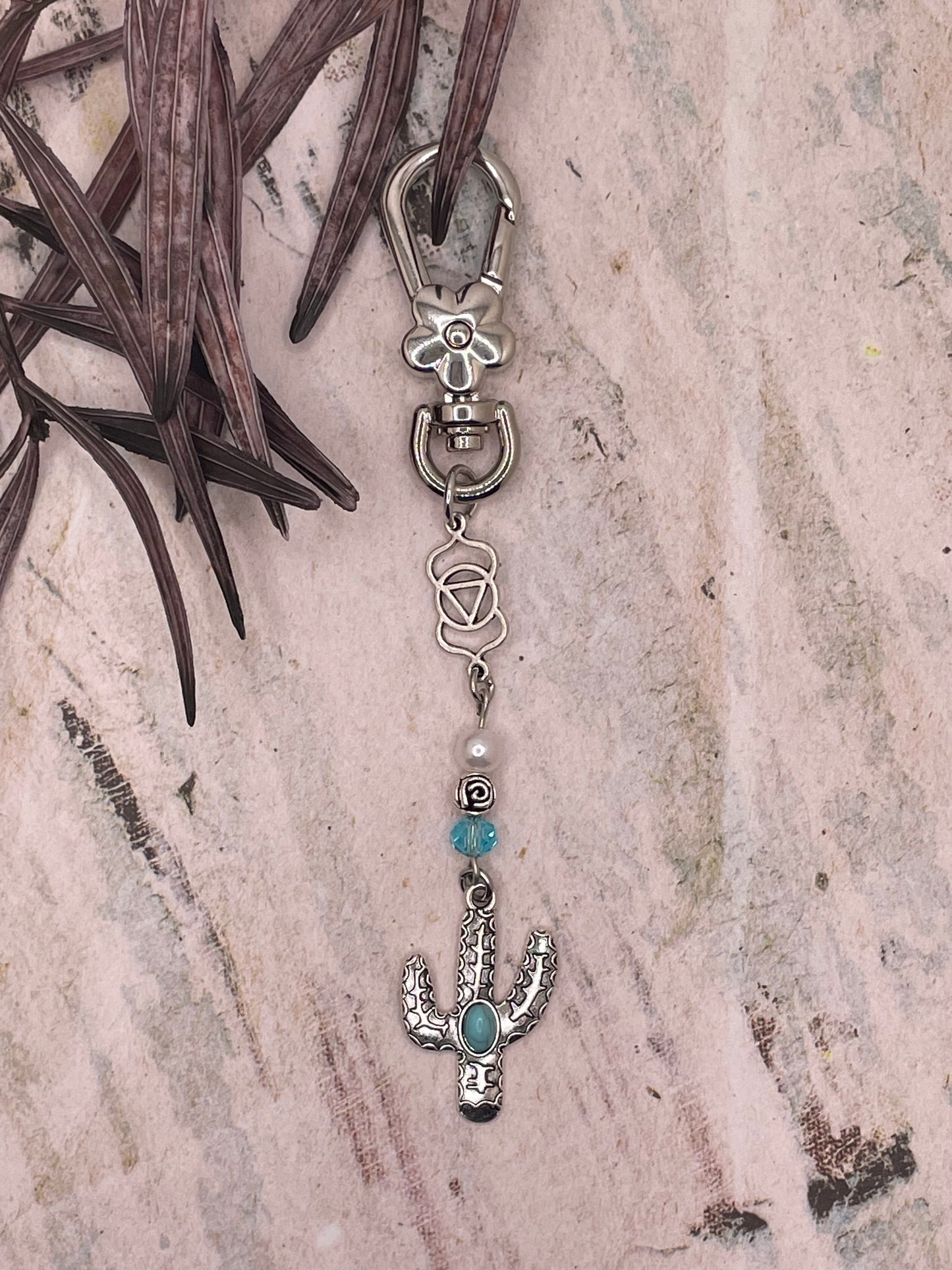 Turquoise Cactus Keychain