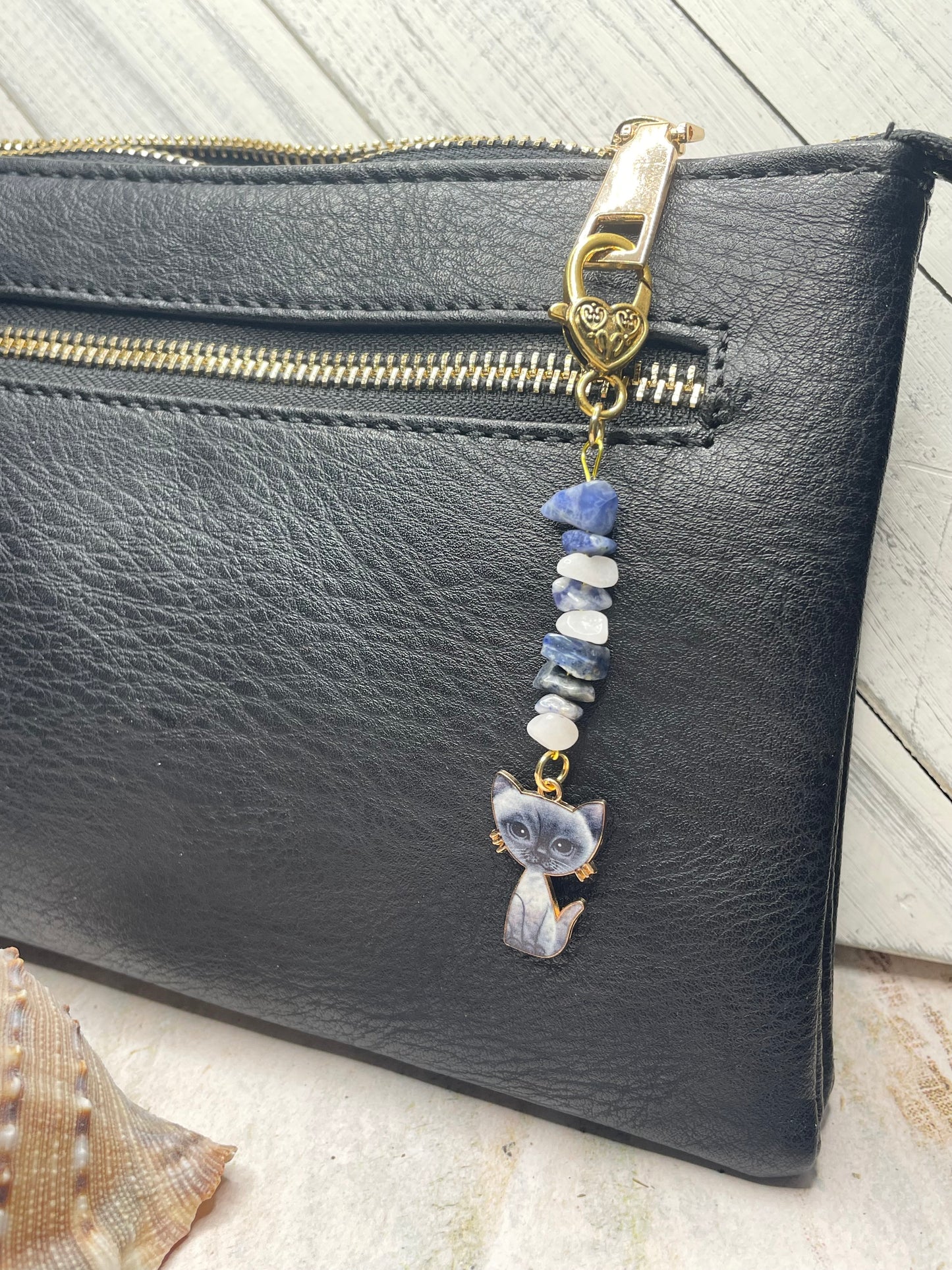 Cat and Stone Keychain