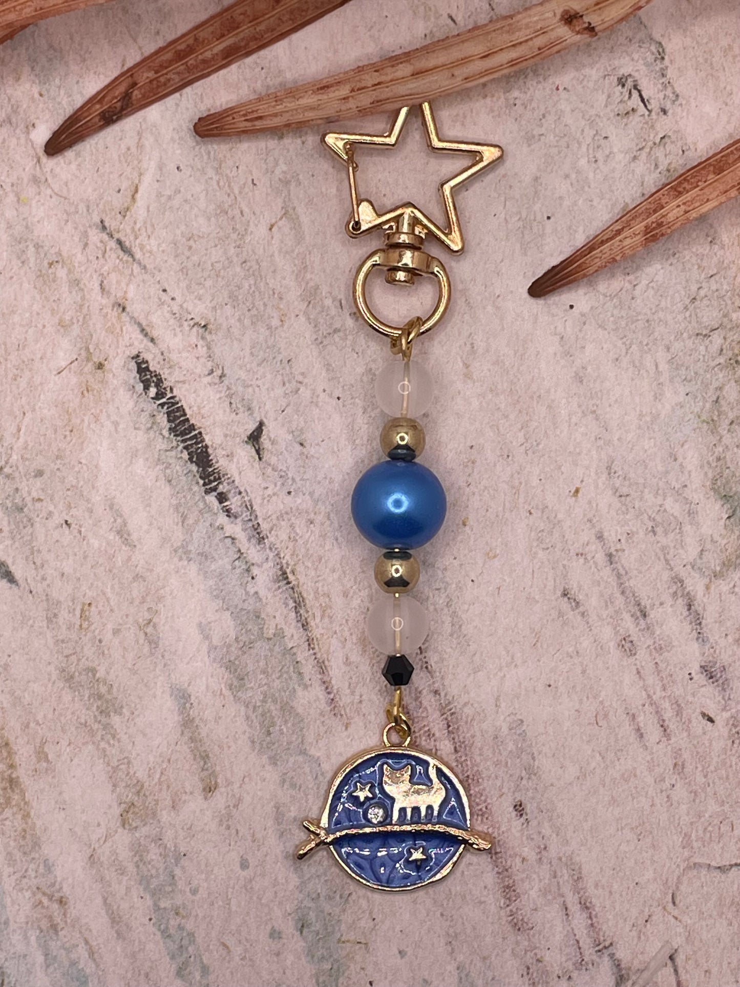 Cat in the Moon Keychain
