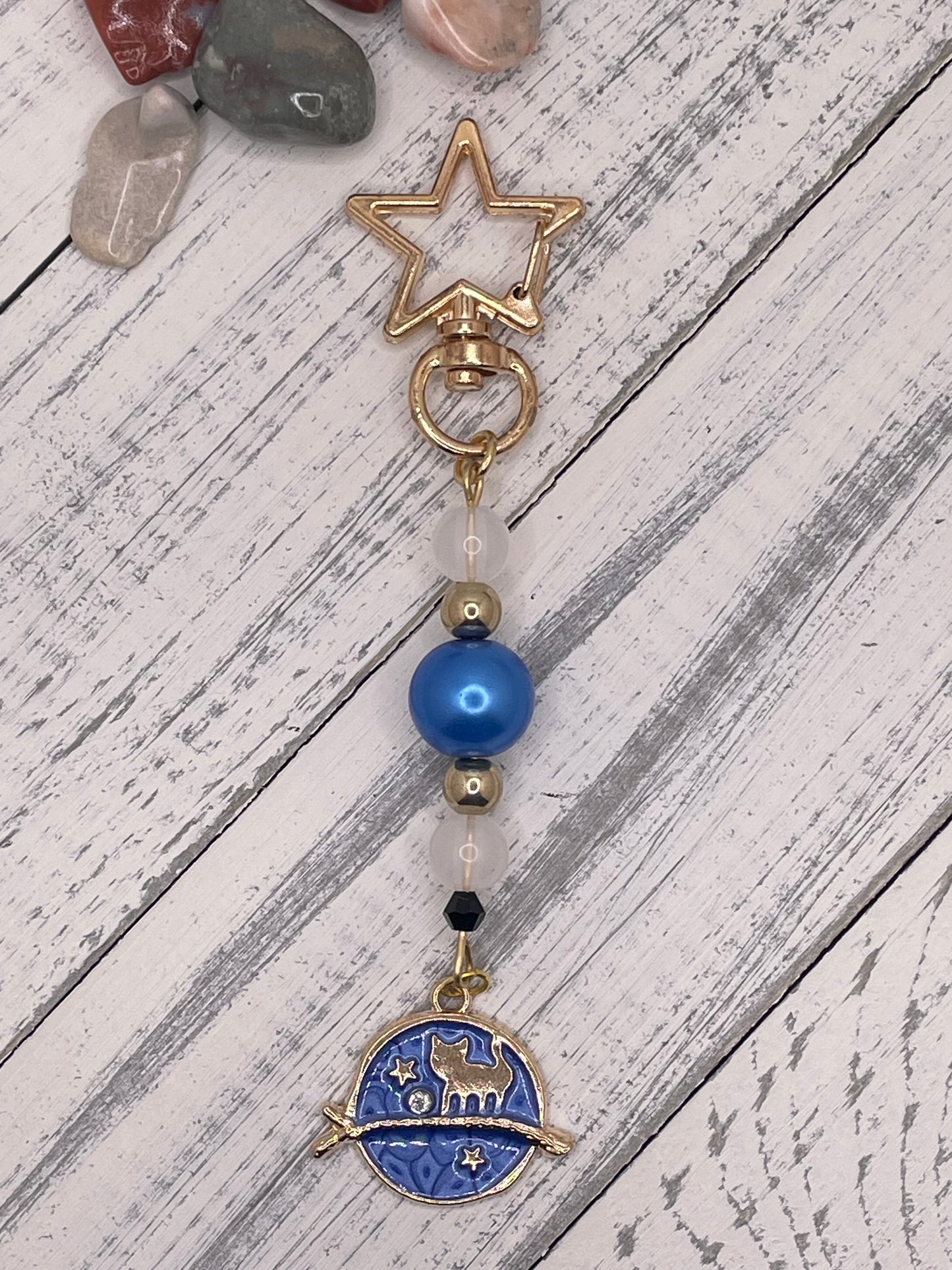 Cat in the Moon Keychain