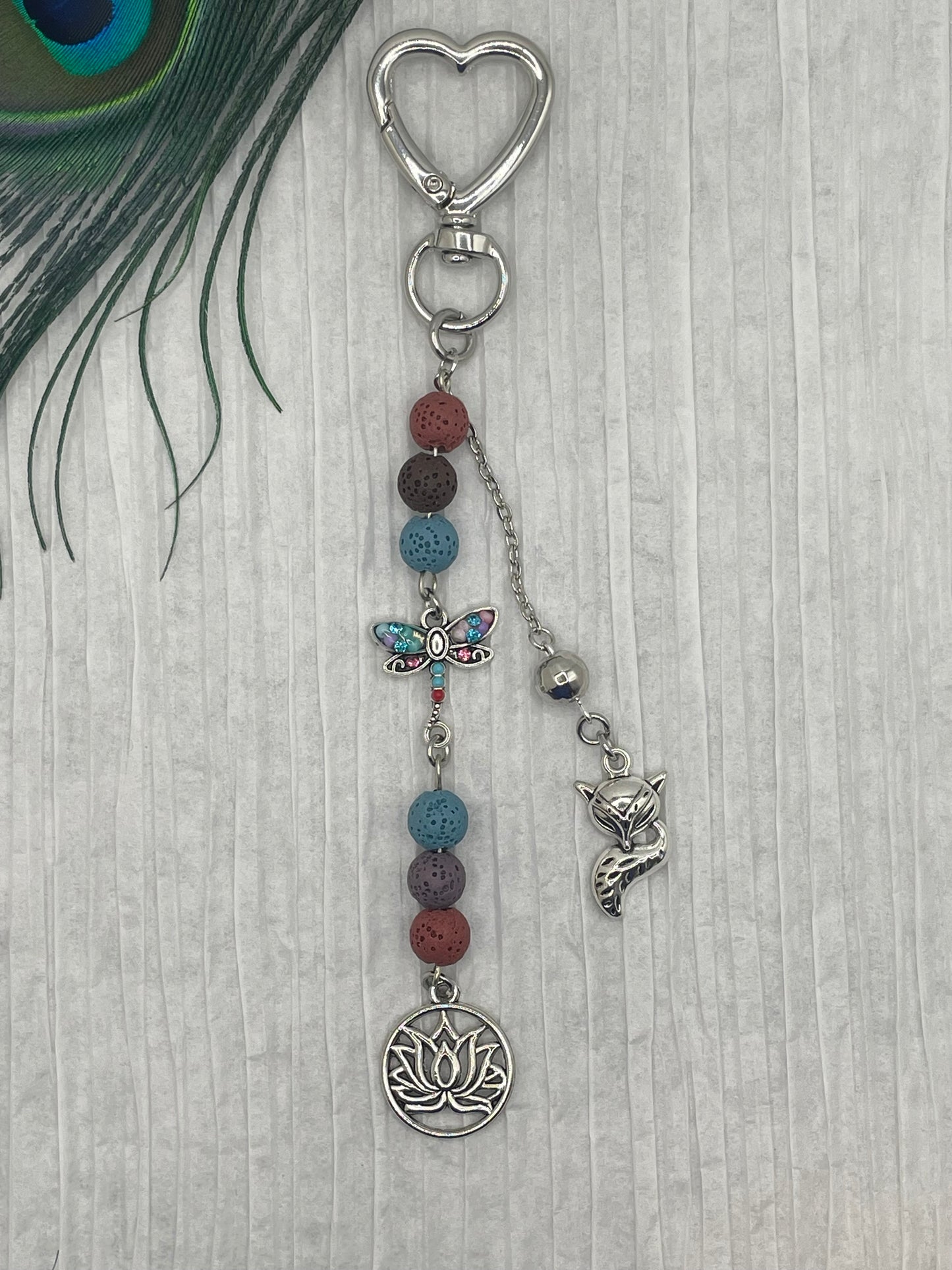 Lotus and Fox Keychain