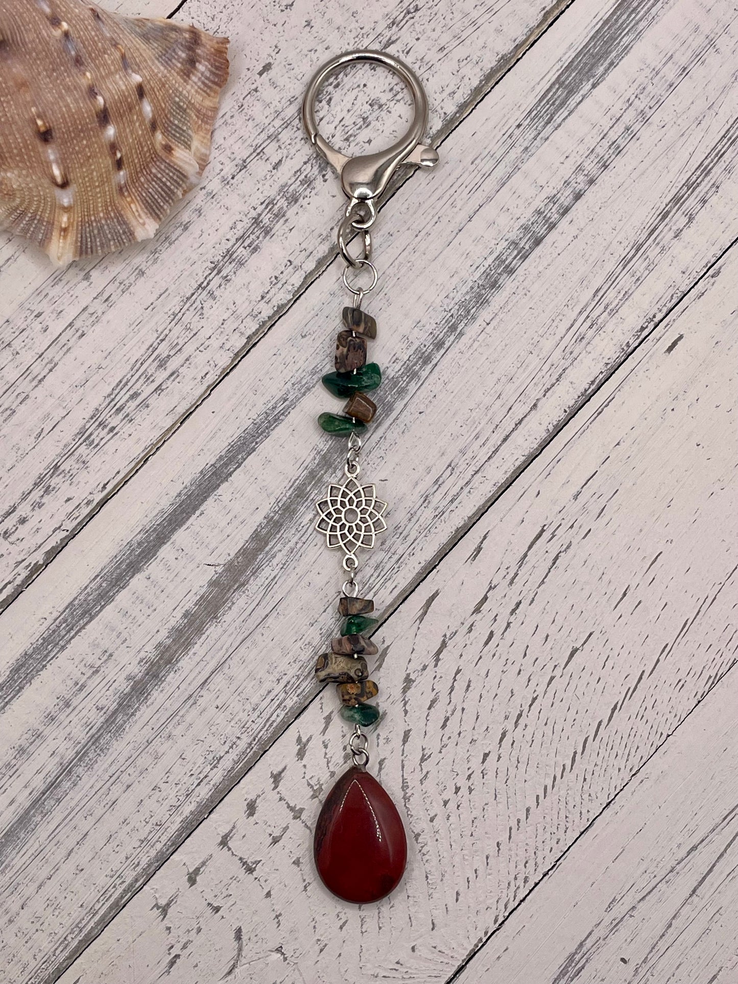 Mandala and Stone Keychain
