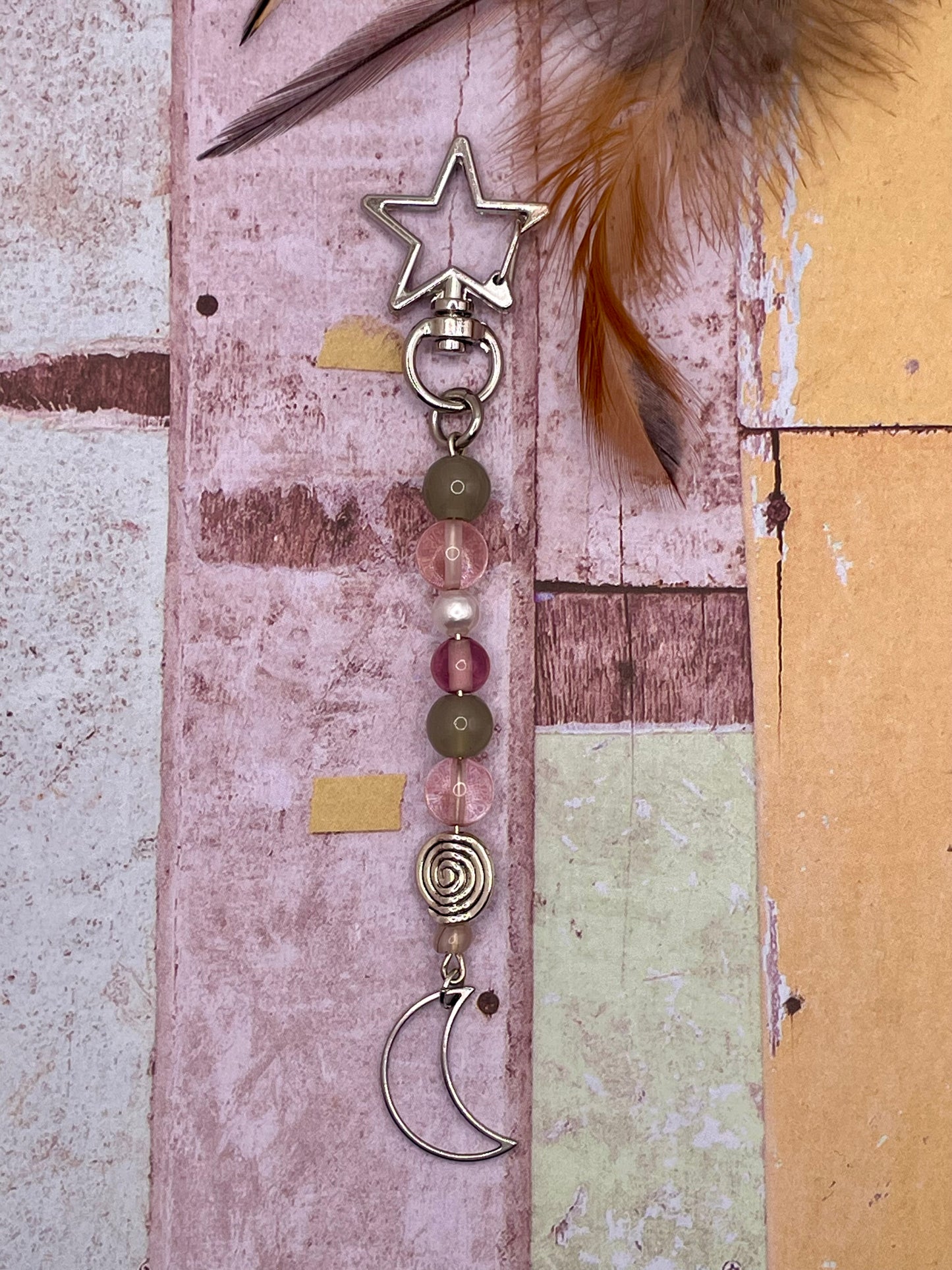 Moon and Star Keychain