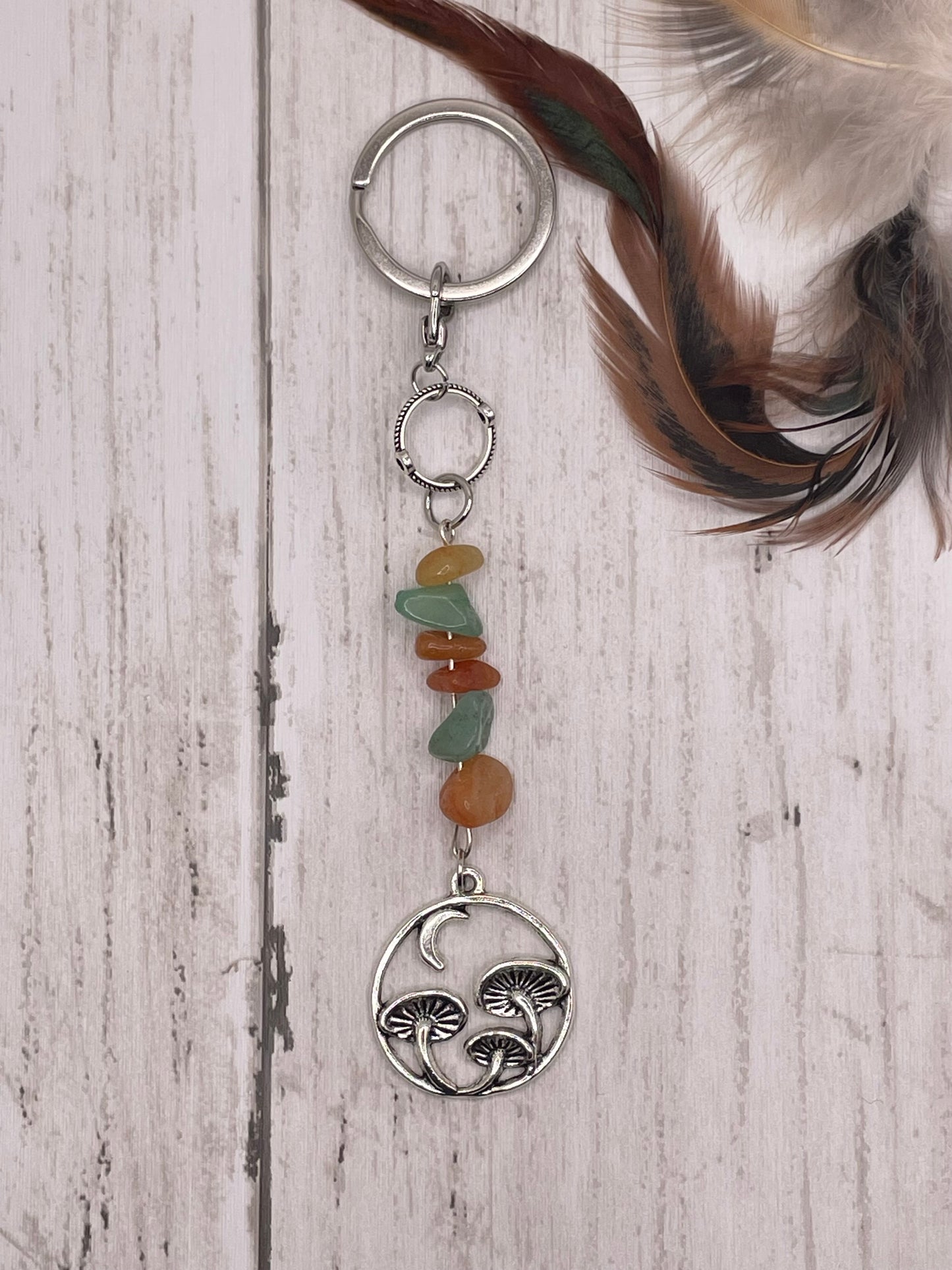 Earth Crystal Mushroom Keychain