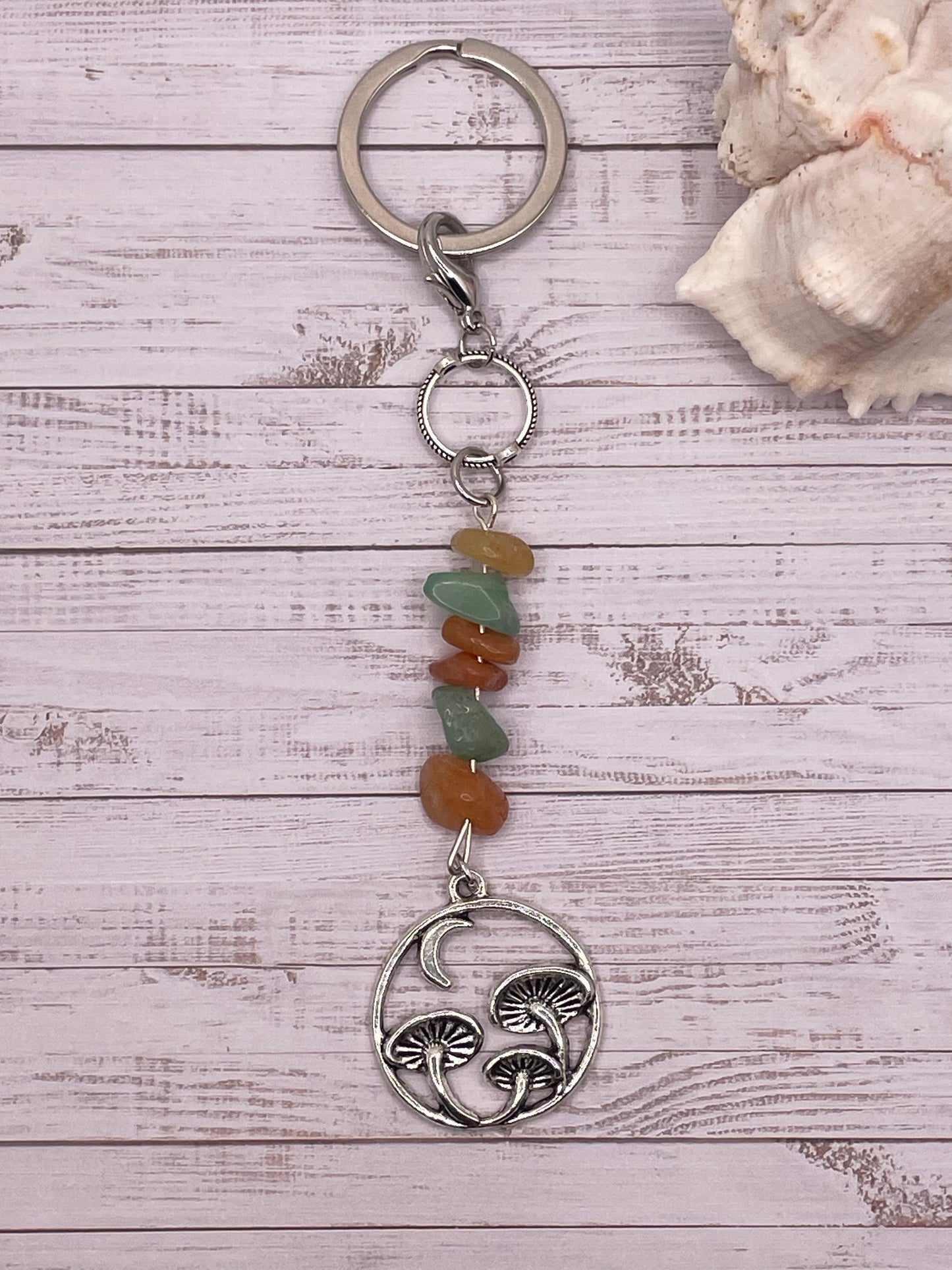 Earth Crystal Mushroom Keychain