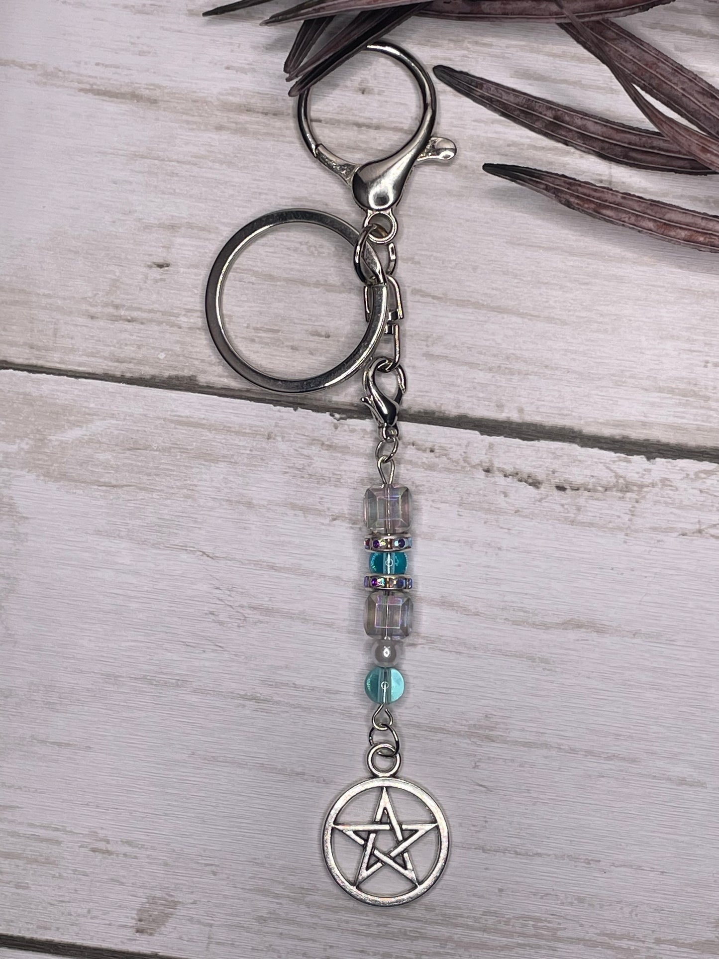Beaded Pentacle Keychain