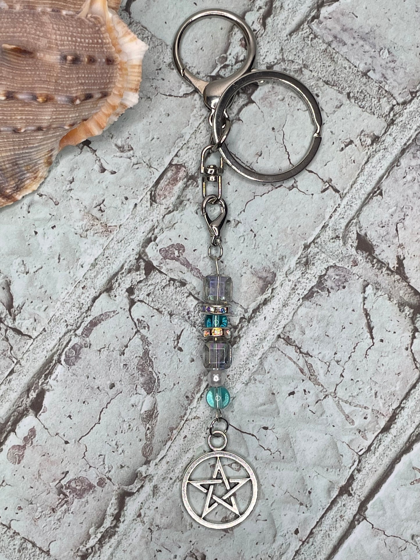 Beaded Pentacle Keychain