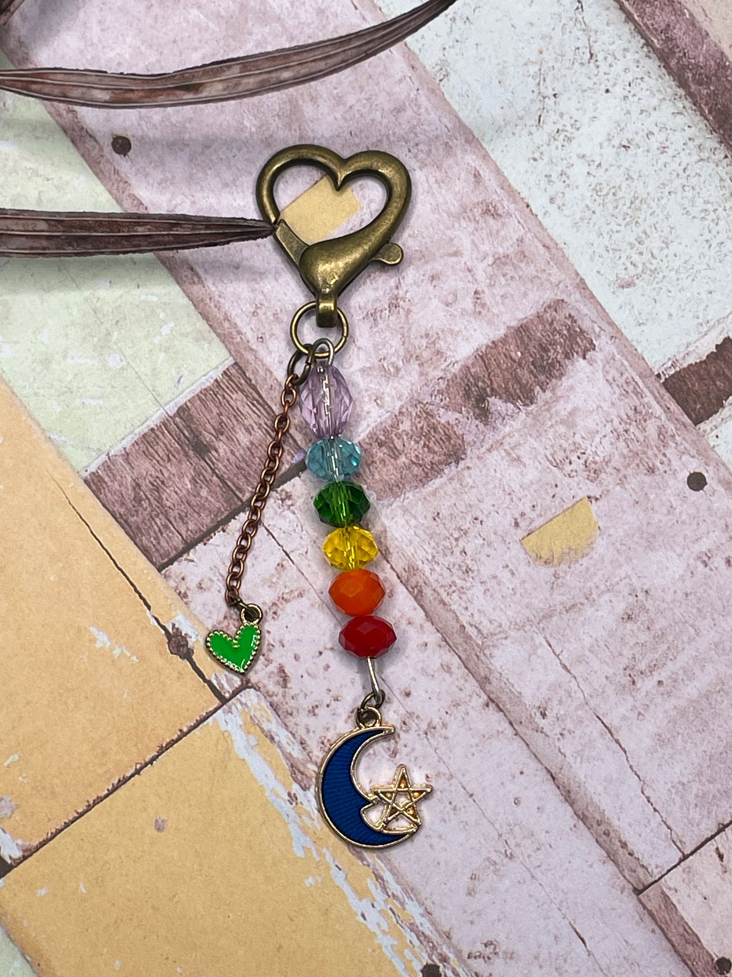 Rainbow and Blue Moon Keychain