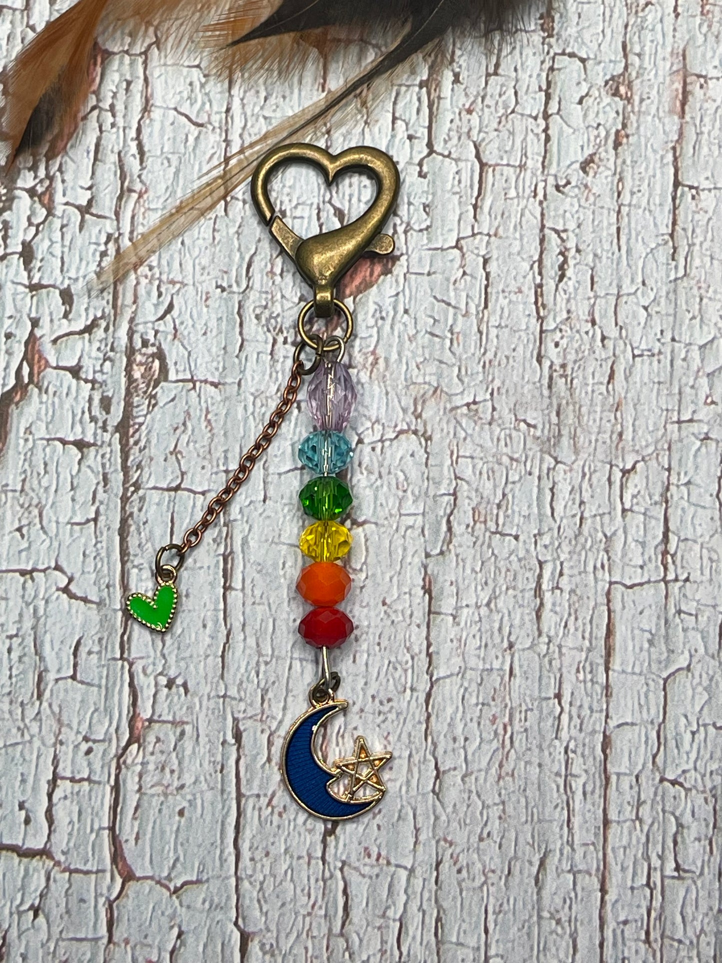 Rainbow and Blue Moon Keychain