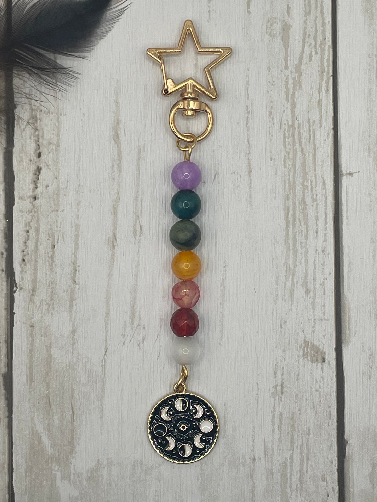 Moon Phases Rainbow Keychain