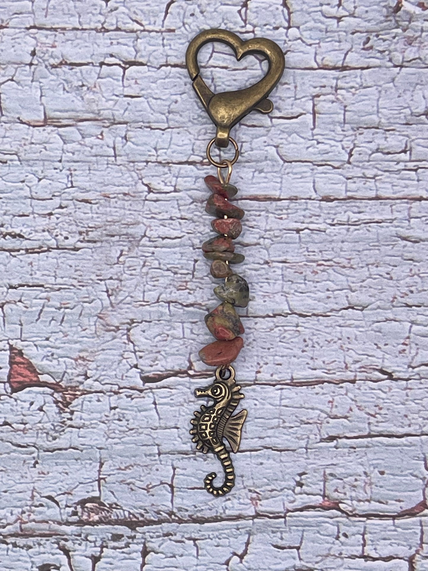 Seahorse with Stones Keychain