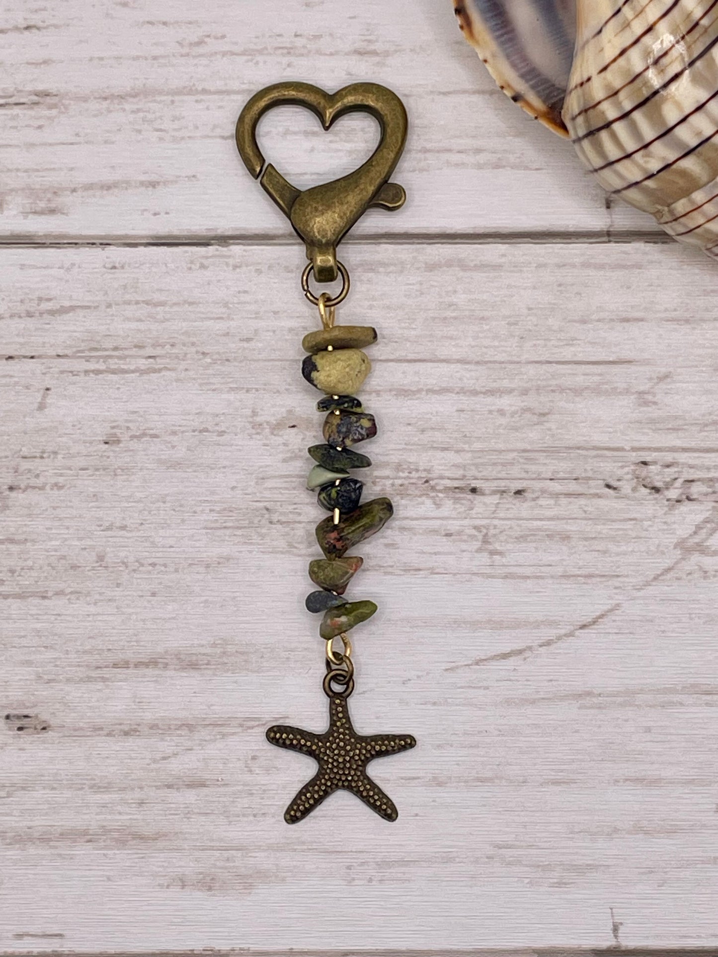Starfish with Multicolor Stones Keychain