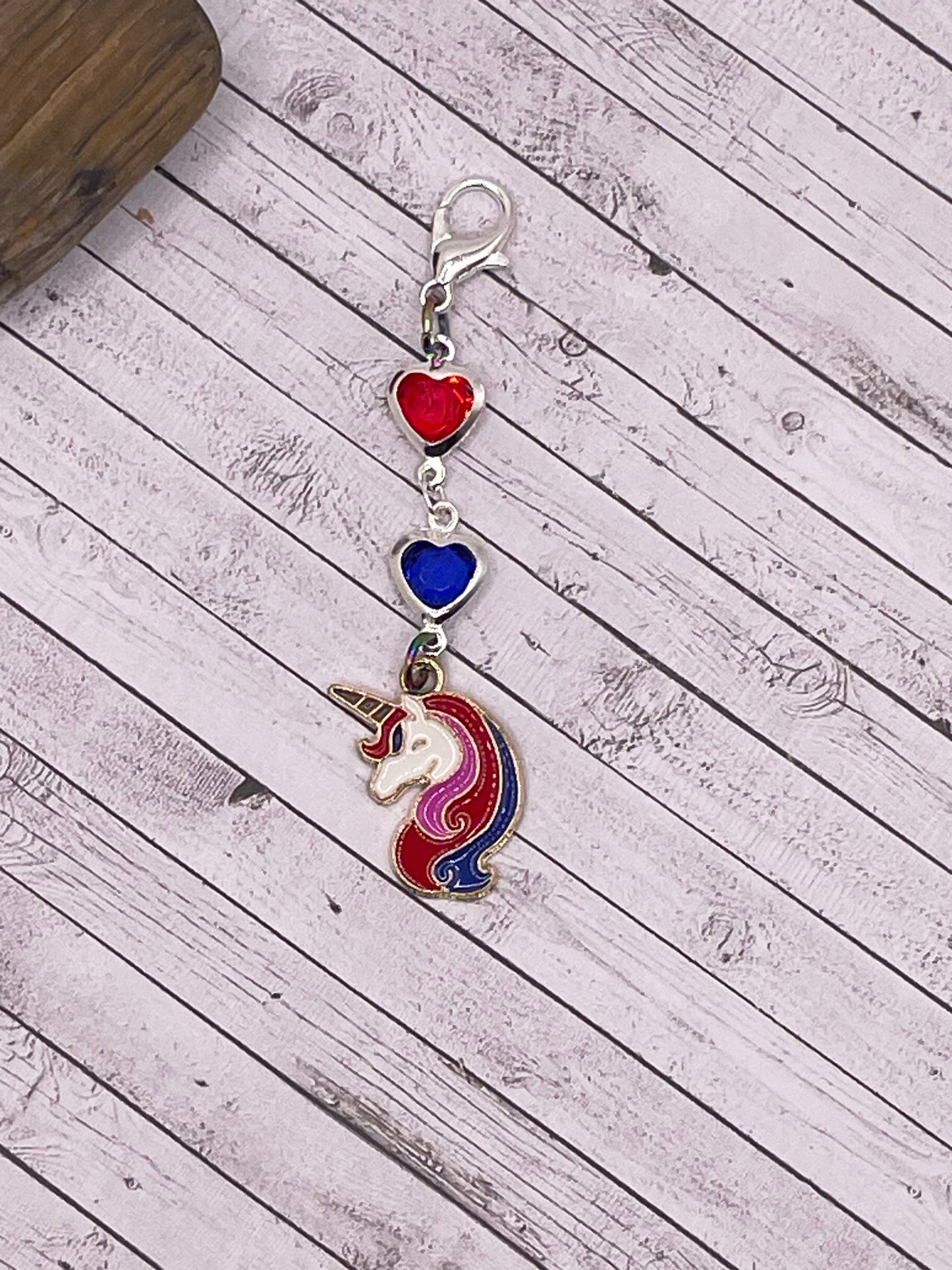 Red and Blue Unicorn Charm