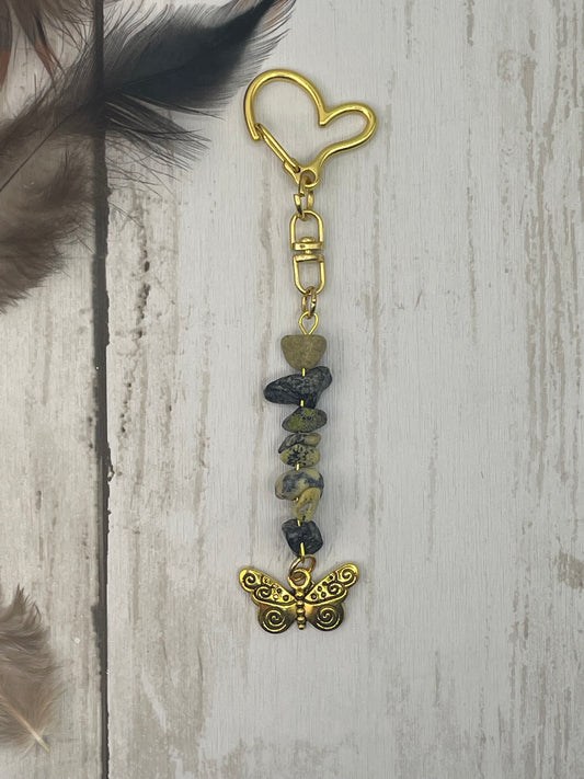 Golden Butterfly with Stones Keychain