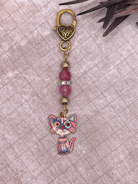 Pink Kitty Keychain