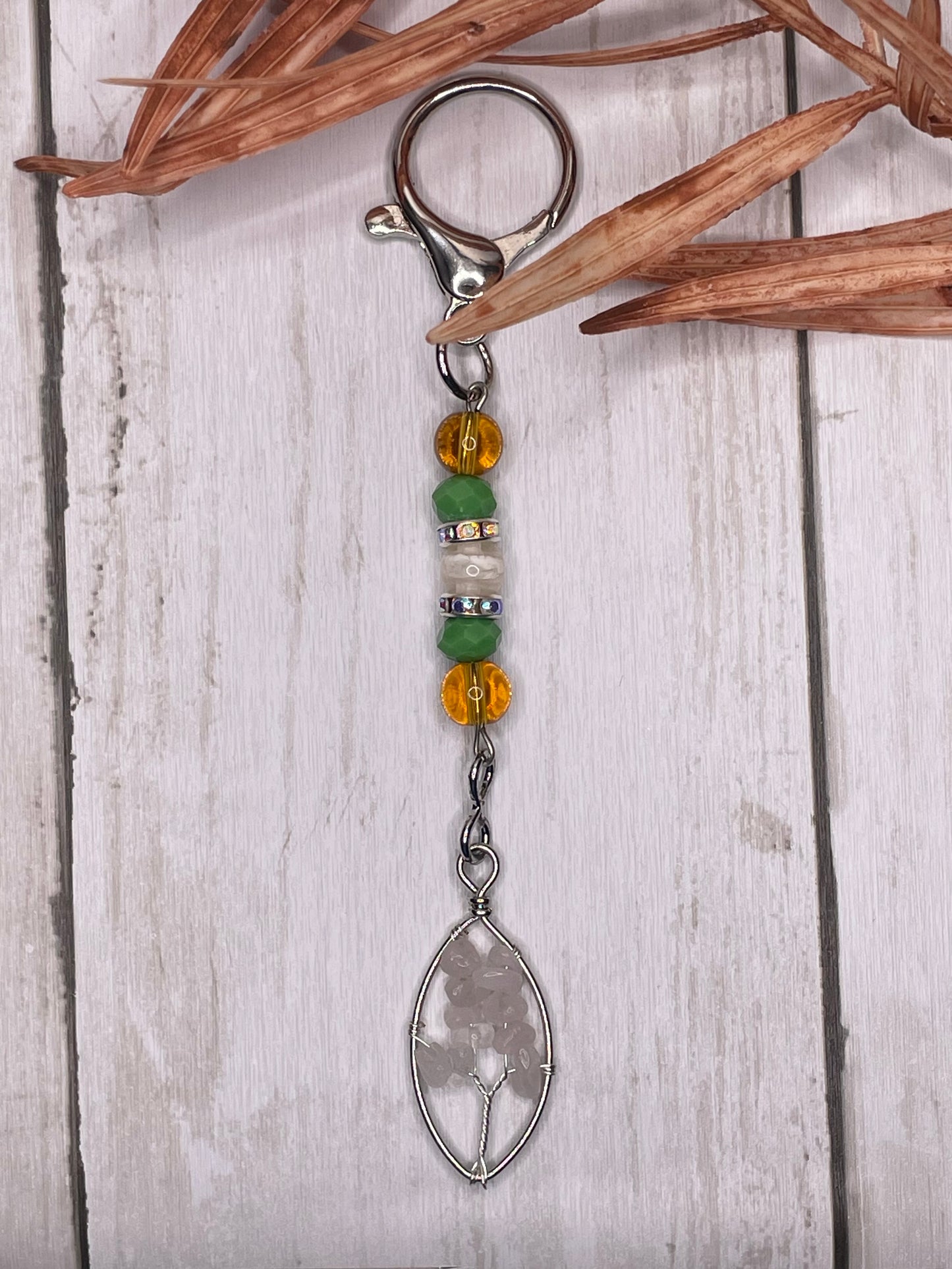 Pink Crystal Tree Keychain