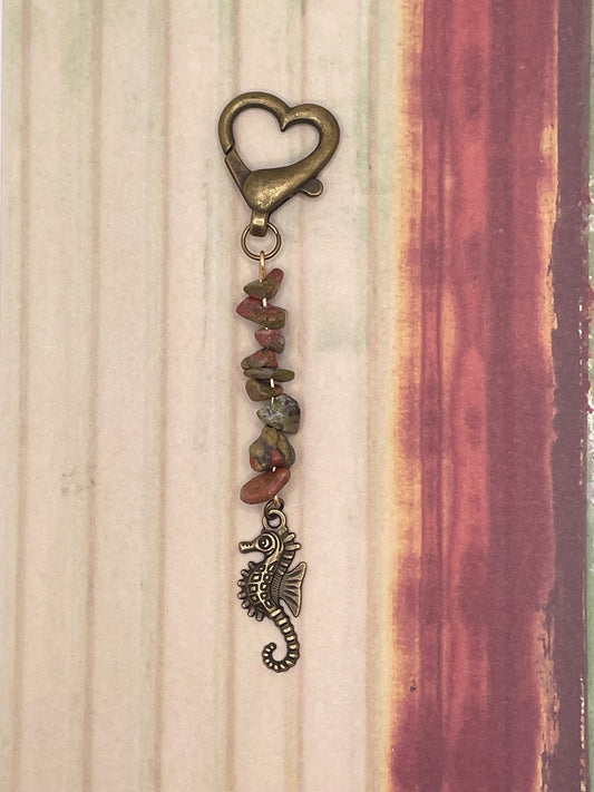 Seahorse with Stones Keychain