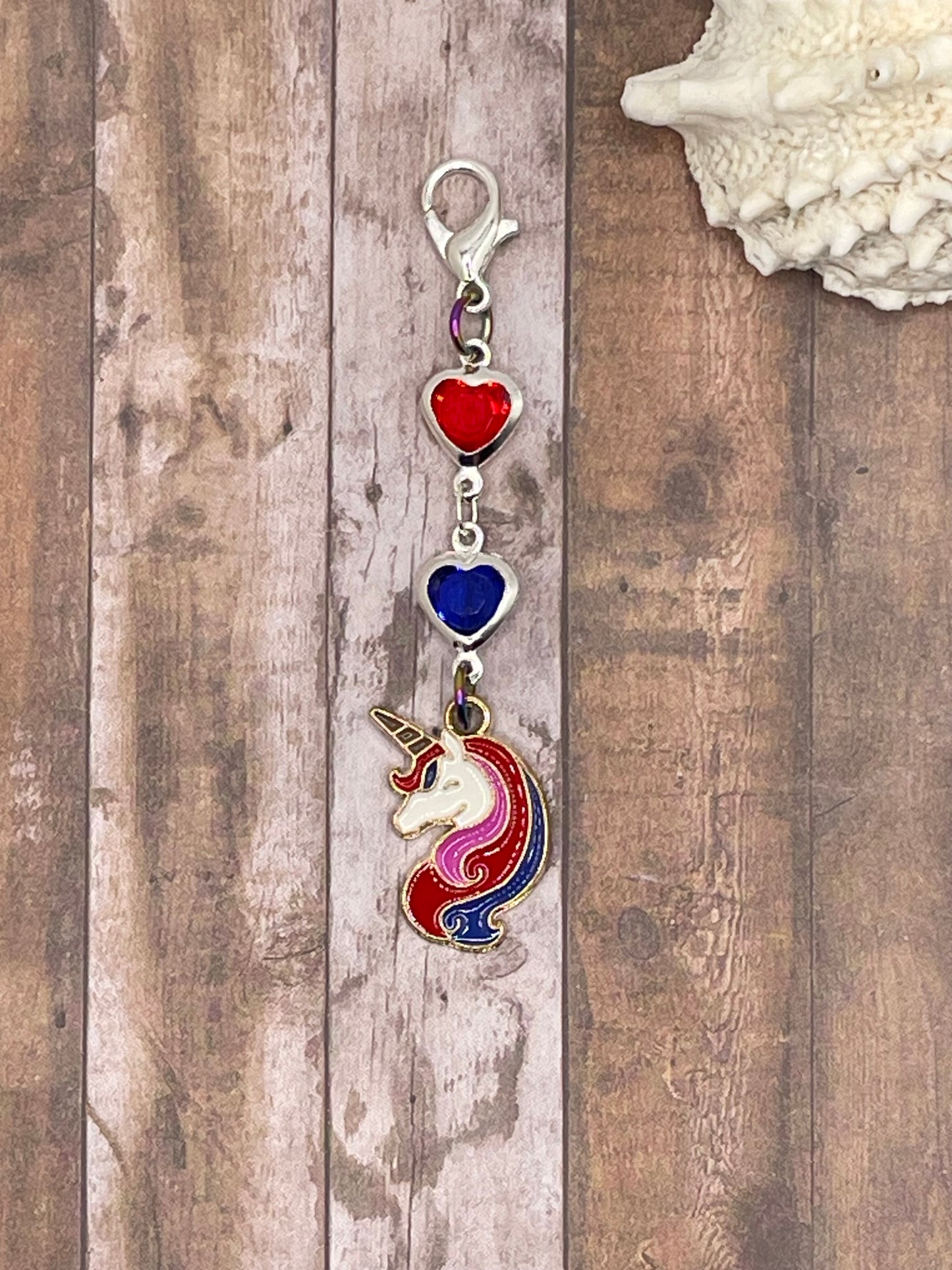 Red and Blue Unicorn Charm