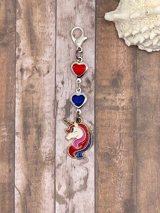 Red and Blue Unicorn Charm